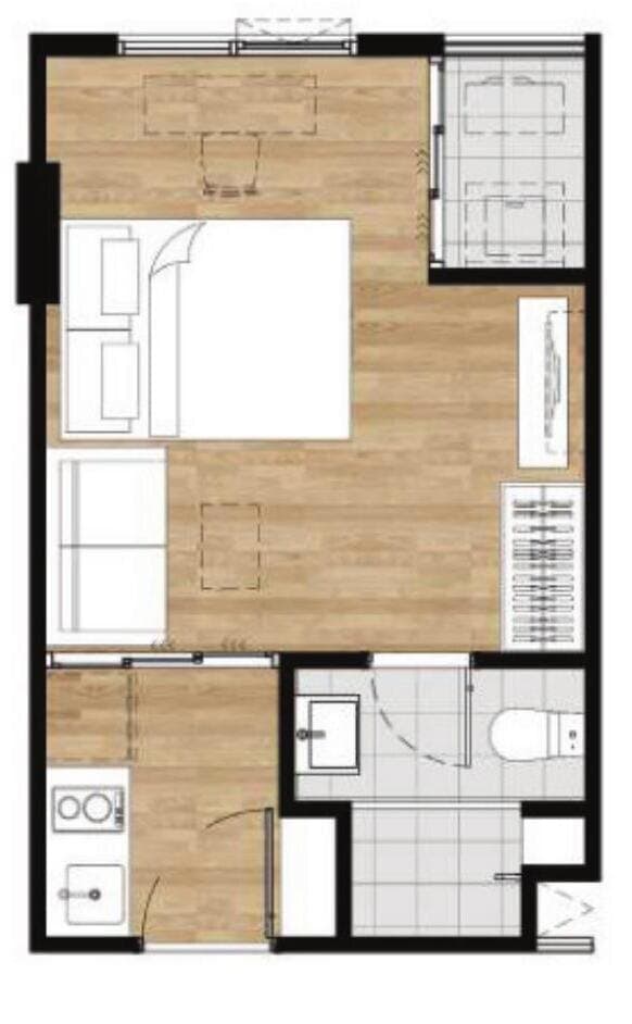 1 Bedroom — 24.10–24.80 sq.m. — Illustrative unit-type layout — dimensions to be confirmed