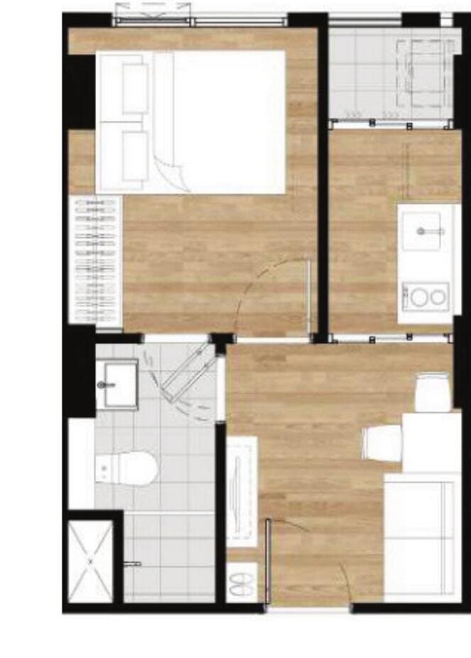 1 Bedroom Exclusive (Type B1) — 25.60–26.70 sq.m. — Illustrative unit-type layout — dimensions to be confirmed