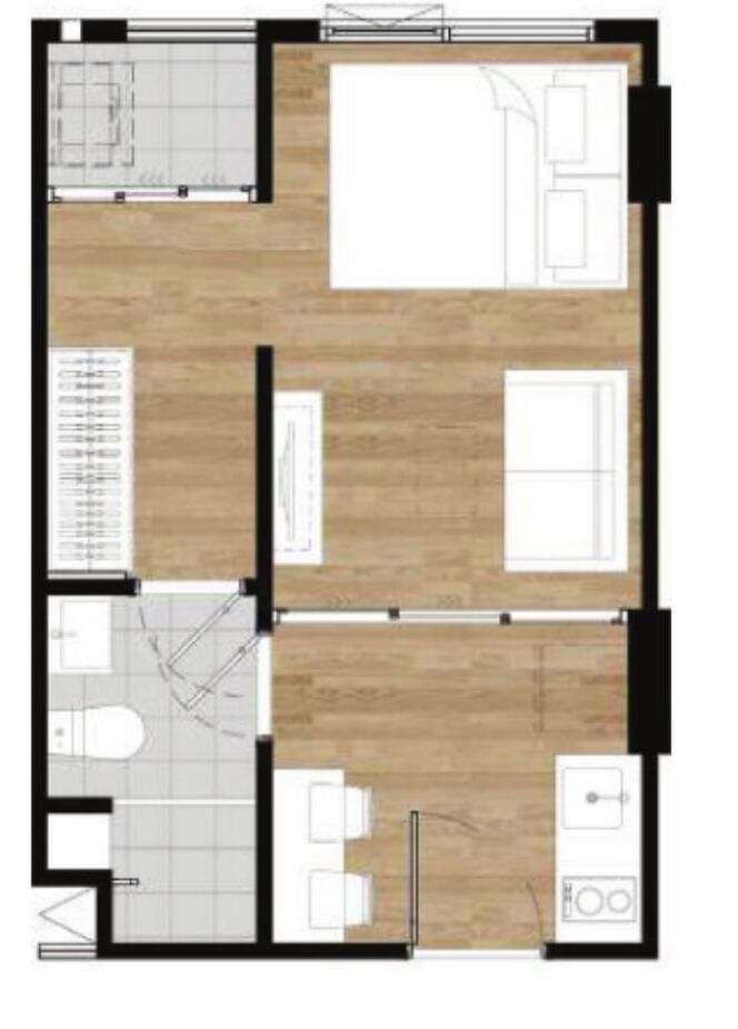 1 Bedroom Exclusive (Type B2) — 25.60–26.70 sq.m. — Illustrative unit-type layout — dimensions to be confirmed