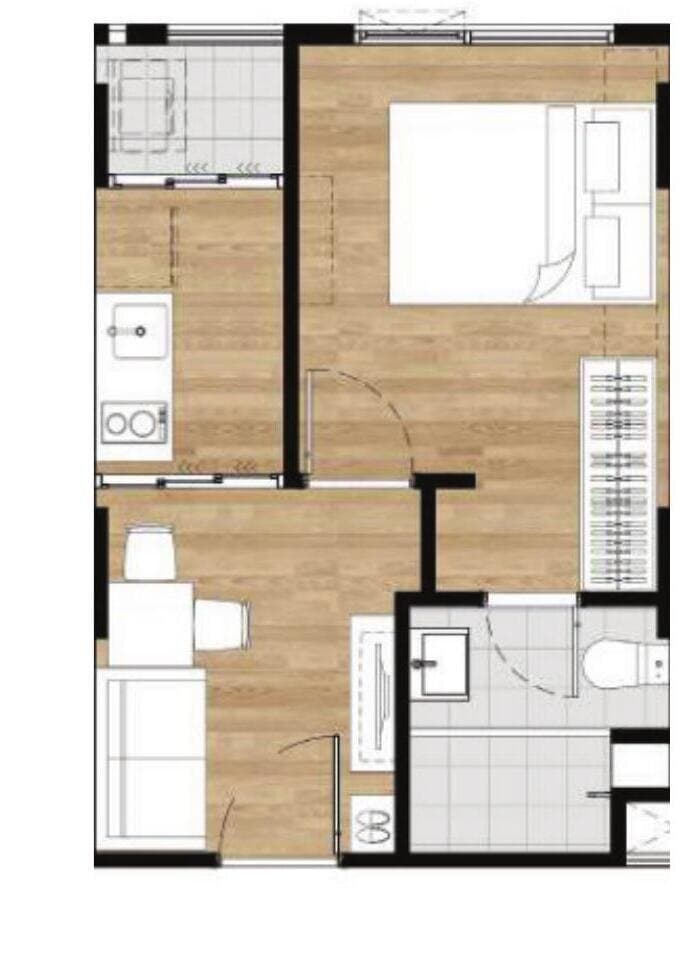 1 Bedroom Extra — 26.80–28.50 sq.m. — Illustrative unit-type layout — dimensions to be confirmed