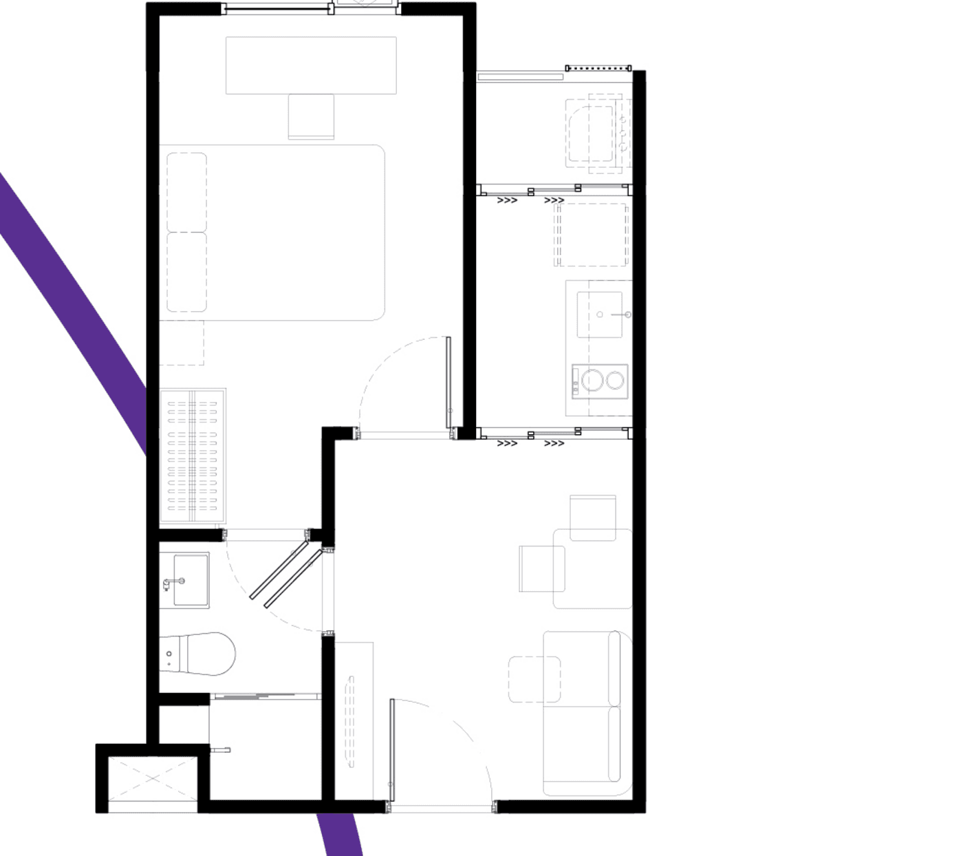 1 Bedroom Exclusive — Illustrative unit-type layout — dimensions to be confirmed