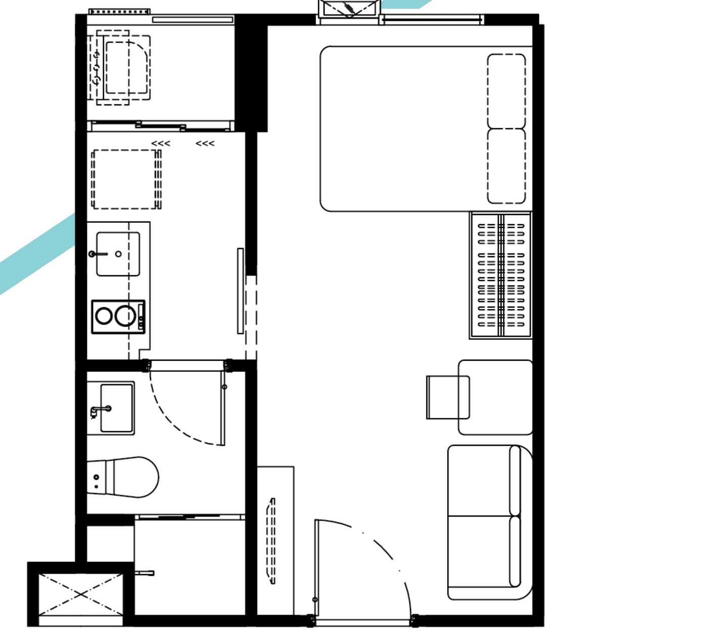 1 Bedroom — Illustrative unit-type layout — dimensions to be confirmed