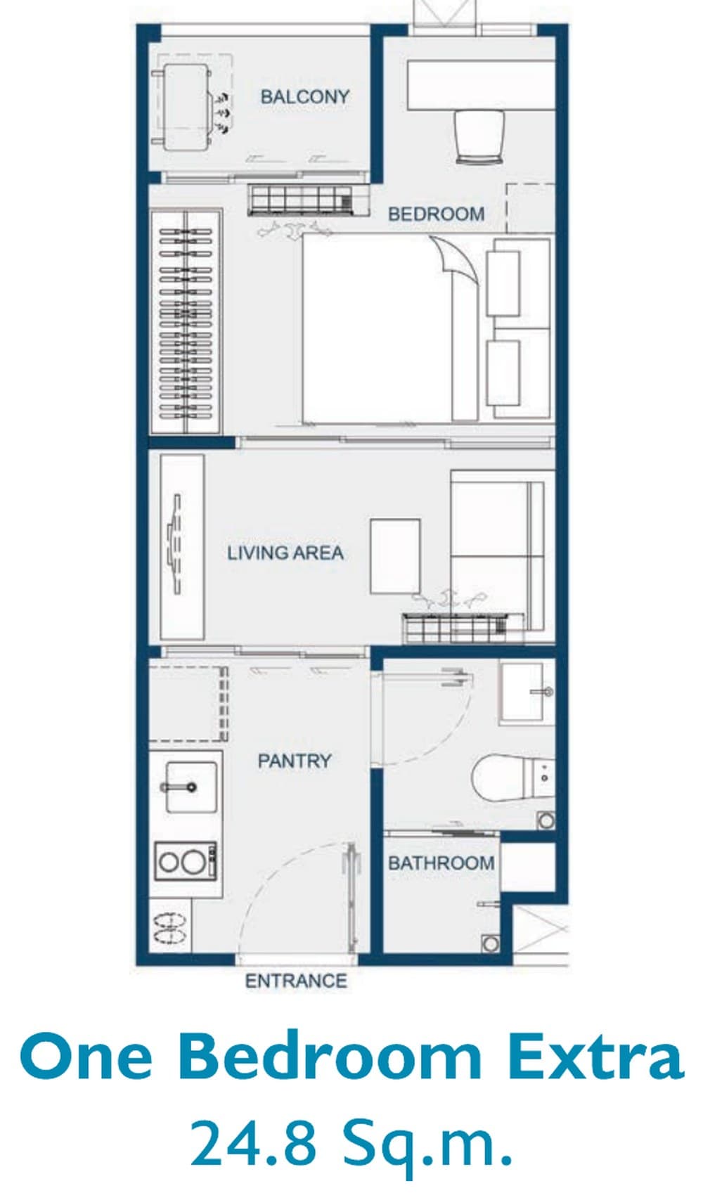 One Bedroom Extra — 24.8 sq.m. — Illustrative unit-type layout — dimensions to be confirmed