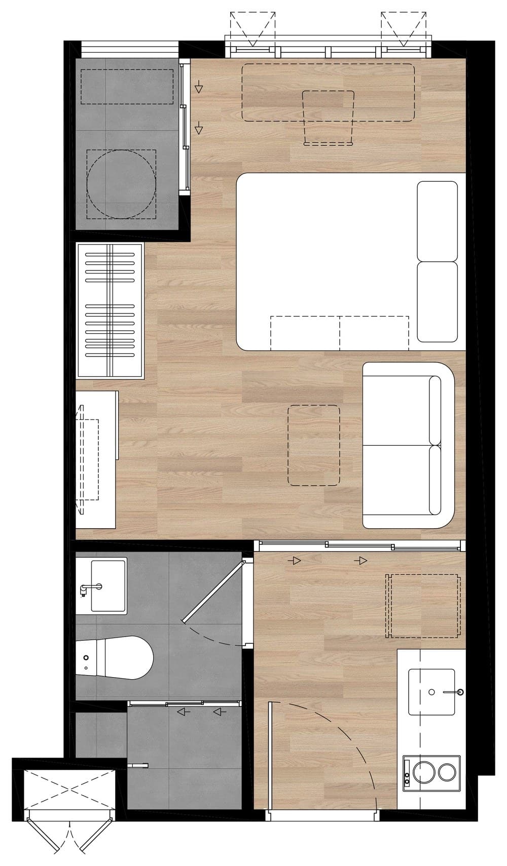 Type A1A — 1 Bedroom, 22.70 sq.m. — Illustrative unit-type layout — dimensions to be confirmed