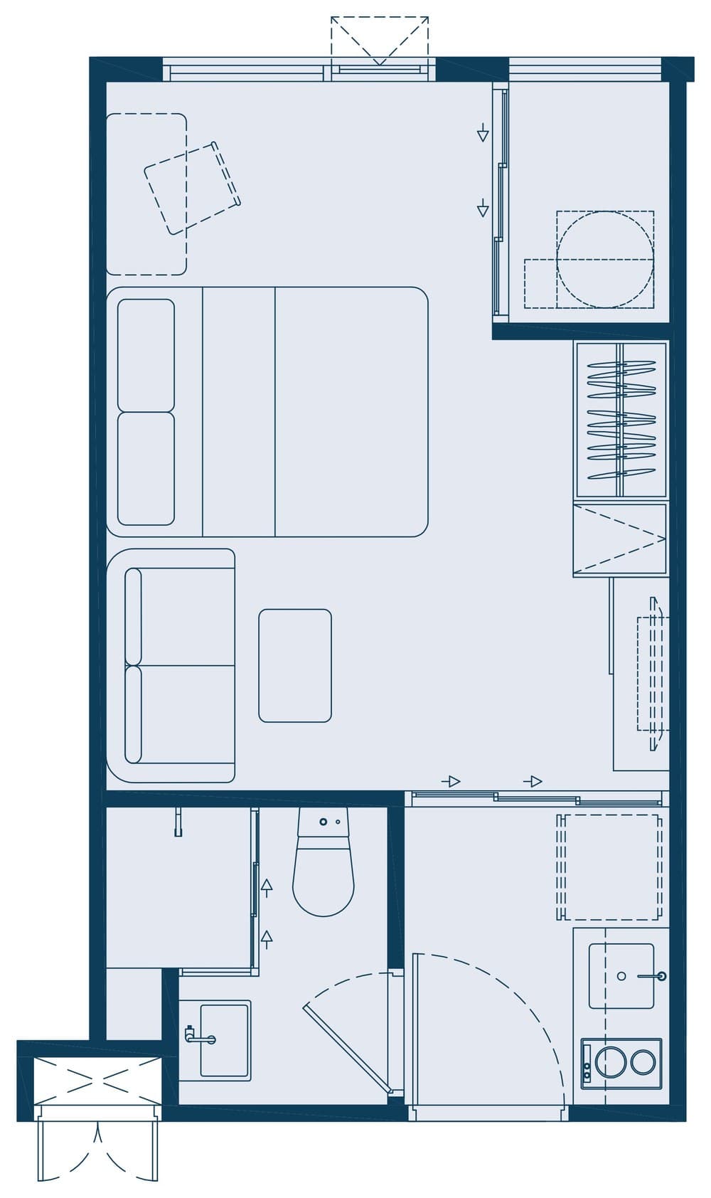 Type A1G — 1 Bedroom, 22.96 sq.m. — Illustrative unit-type layout — dimensions to be confirmed