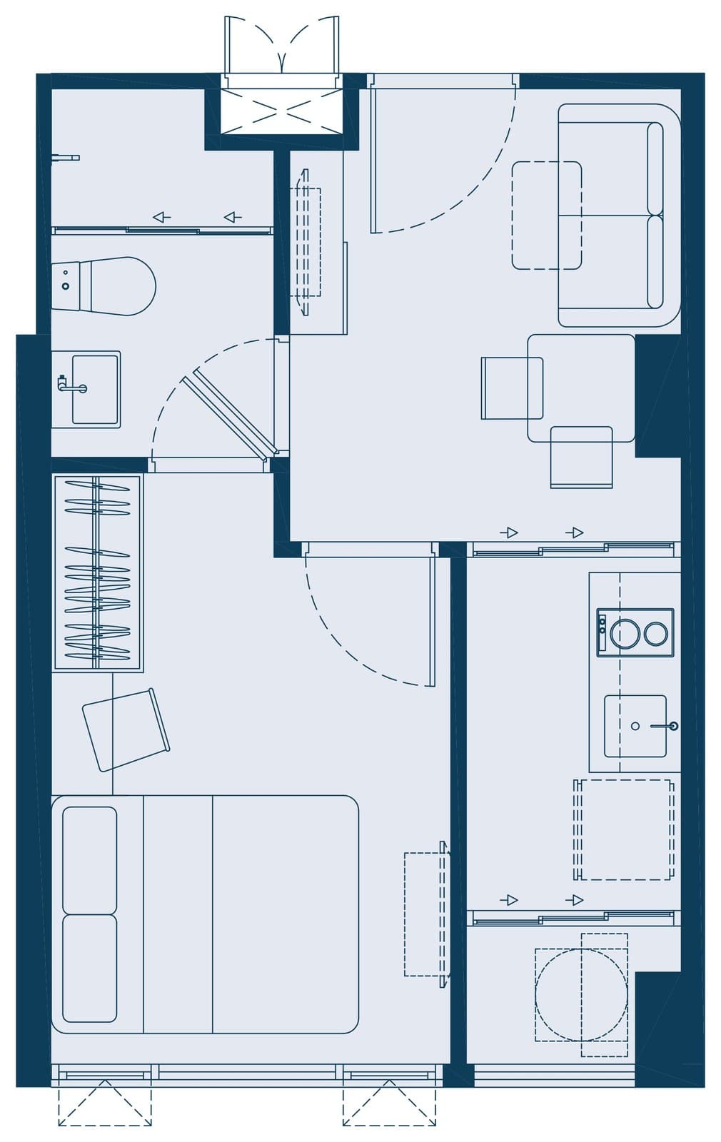 Type C1D — 1 Bedroom Exclusive, 25.52 sq.m. — Illustrative unit-type layout — dimensions to be confirmed