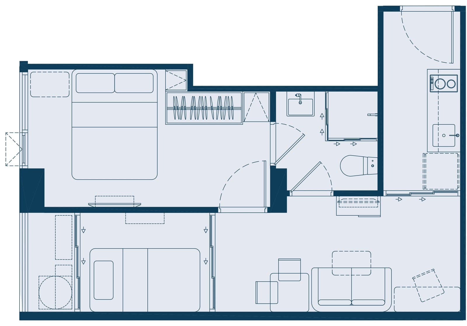 Type D1I — 1 Bedroom Plus, 34.93 sq.m. — Illustrative unit-type layout — dimensions to be confirmed