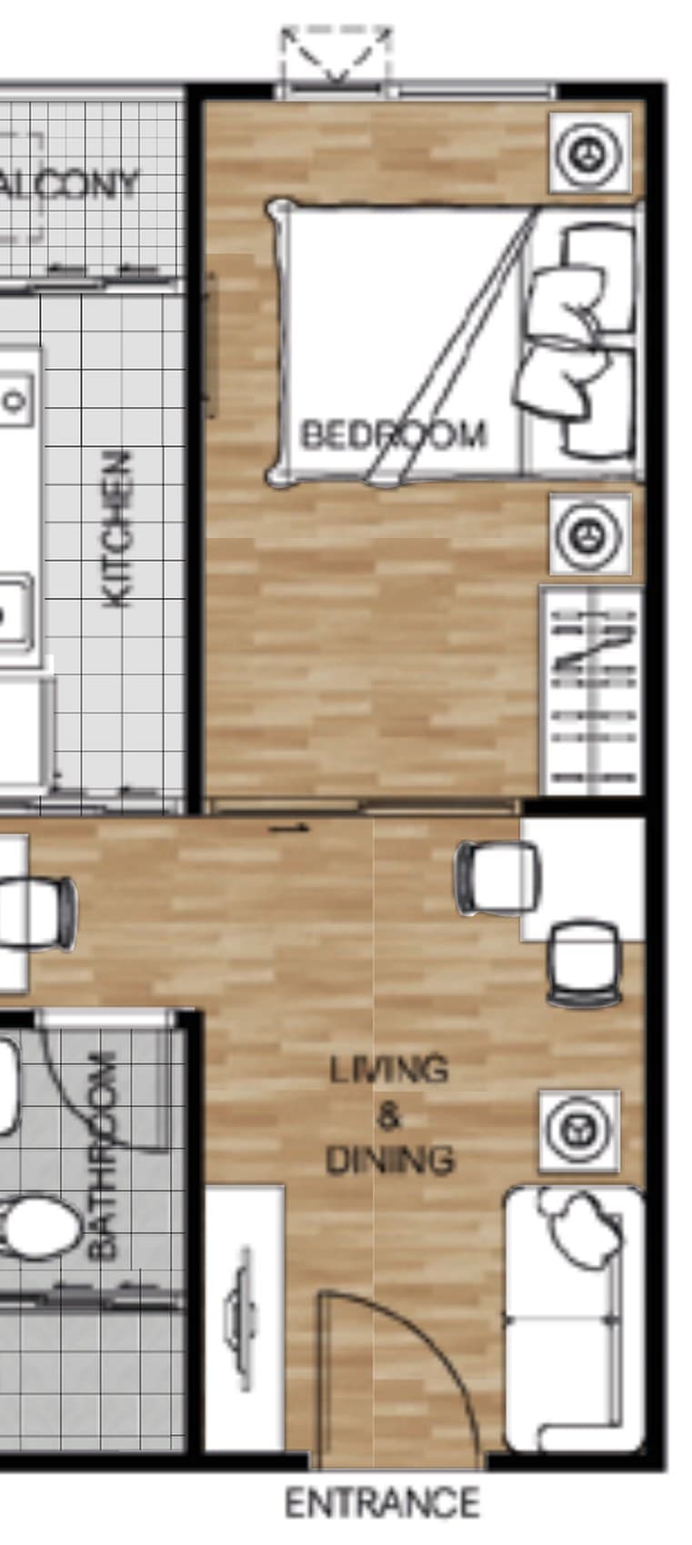 Type B — 1 Bedroom, 32.00 sq.m. — Illustrative unit-type layout — dimensions to be confirmed