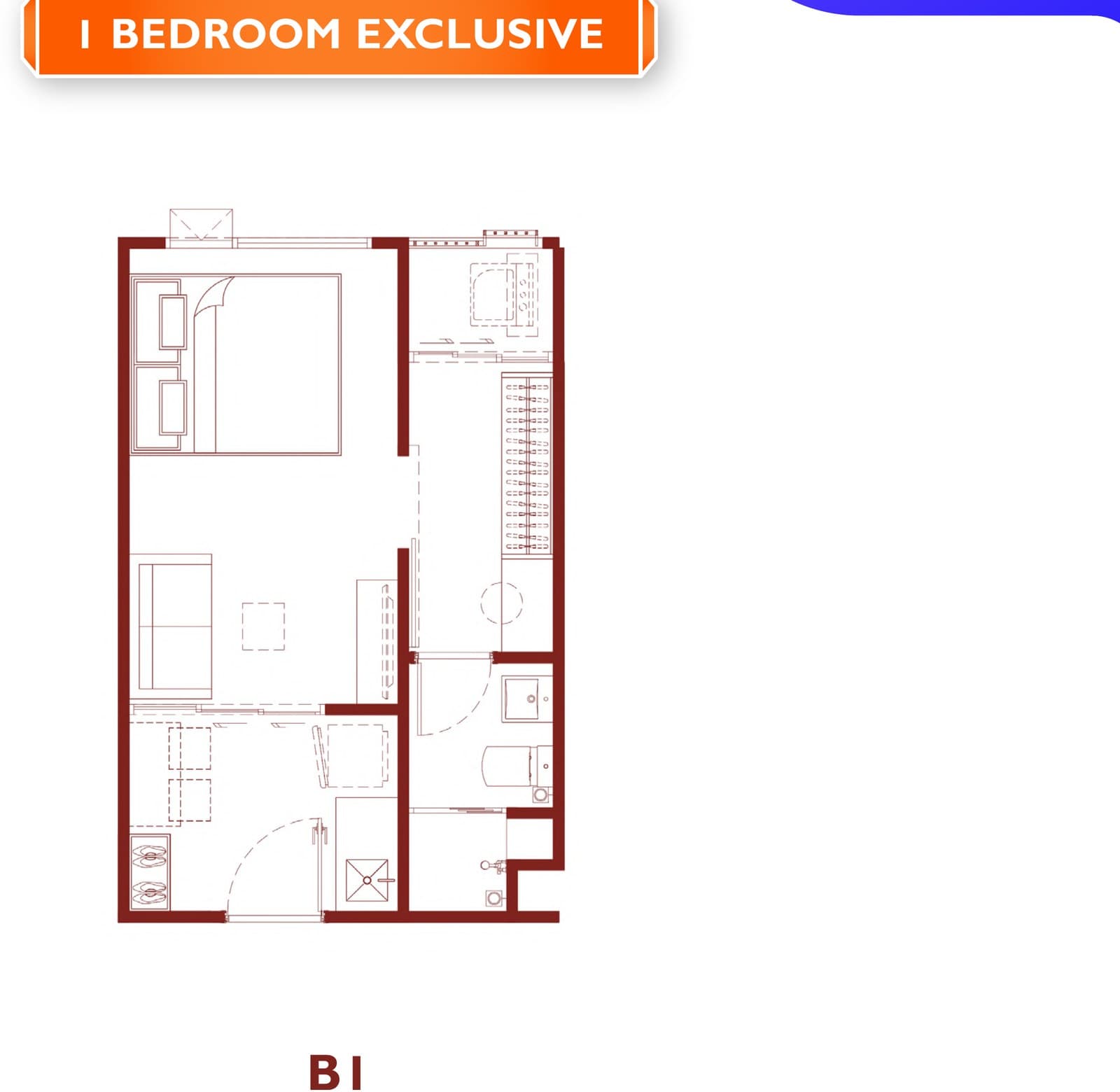 Type B1 — 1 Bedroom Exclusive, 27.20 sq.m. — Illustrative unit-type layout — dimensions to be confirmed