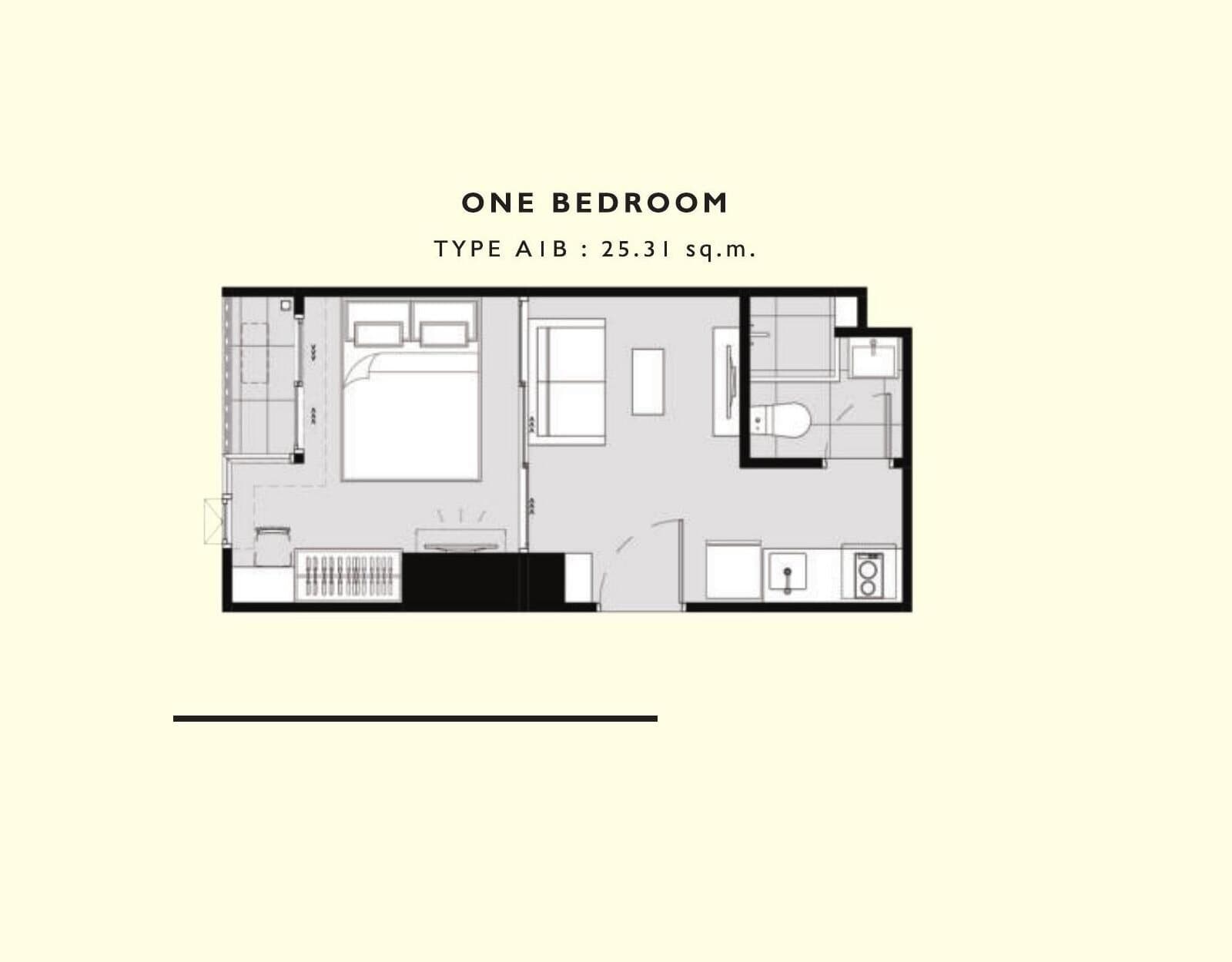 1 Bedroom — Illustrative unit-type layout — dimensions to be confirmed