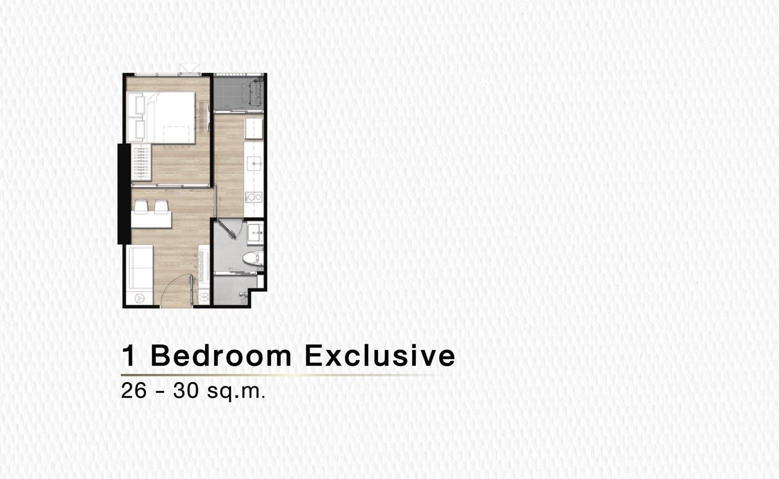 1 Bedroom Exclusive — Illustrative unit-type layout — dimensions to be confirmed