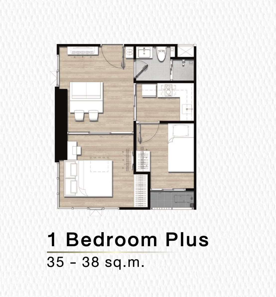 1 Bedroom Plus — Illustrative unit-type layout — dimensions to be confirmed