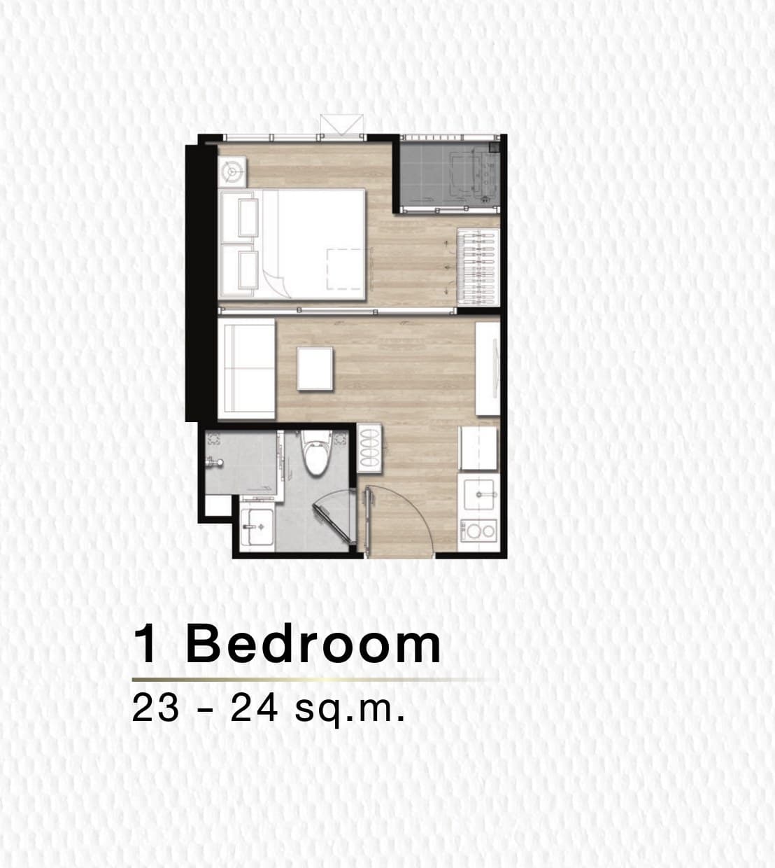1 Bedroom — Illustrative unit-type layout — dimensions to be confirmed