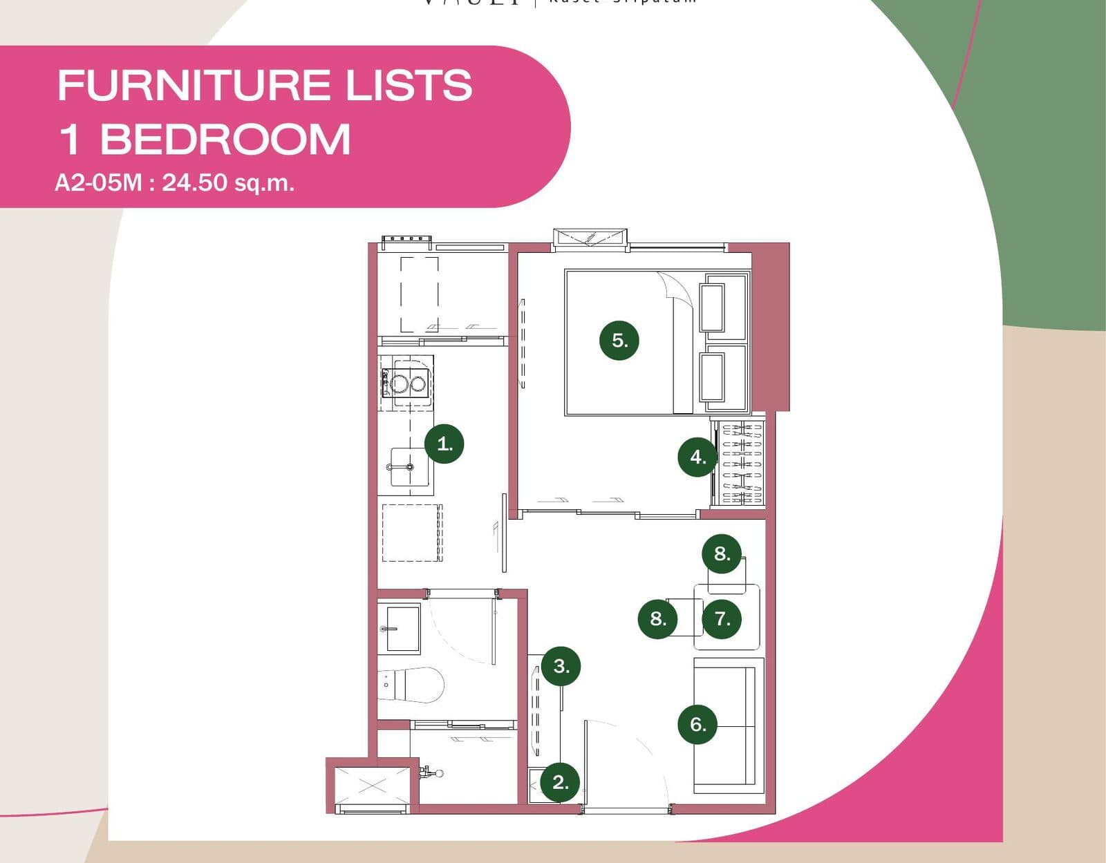 1 Bedroom — Illustrative unit-type layout — dimensions to be confirmed