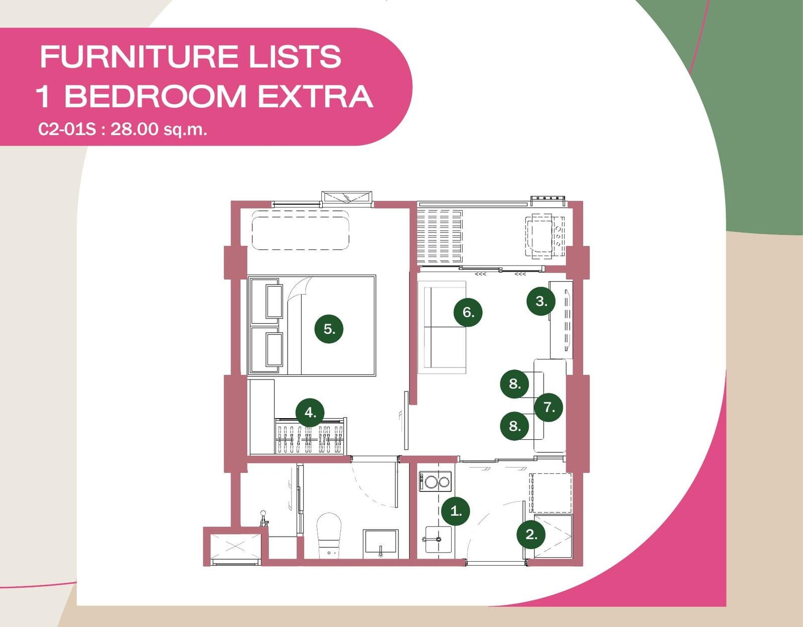 1 Bedroom Extra — Illustrative unit-type layout — dimensions to be confirmed