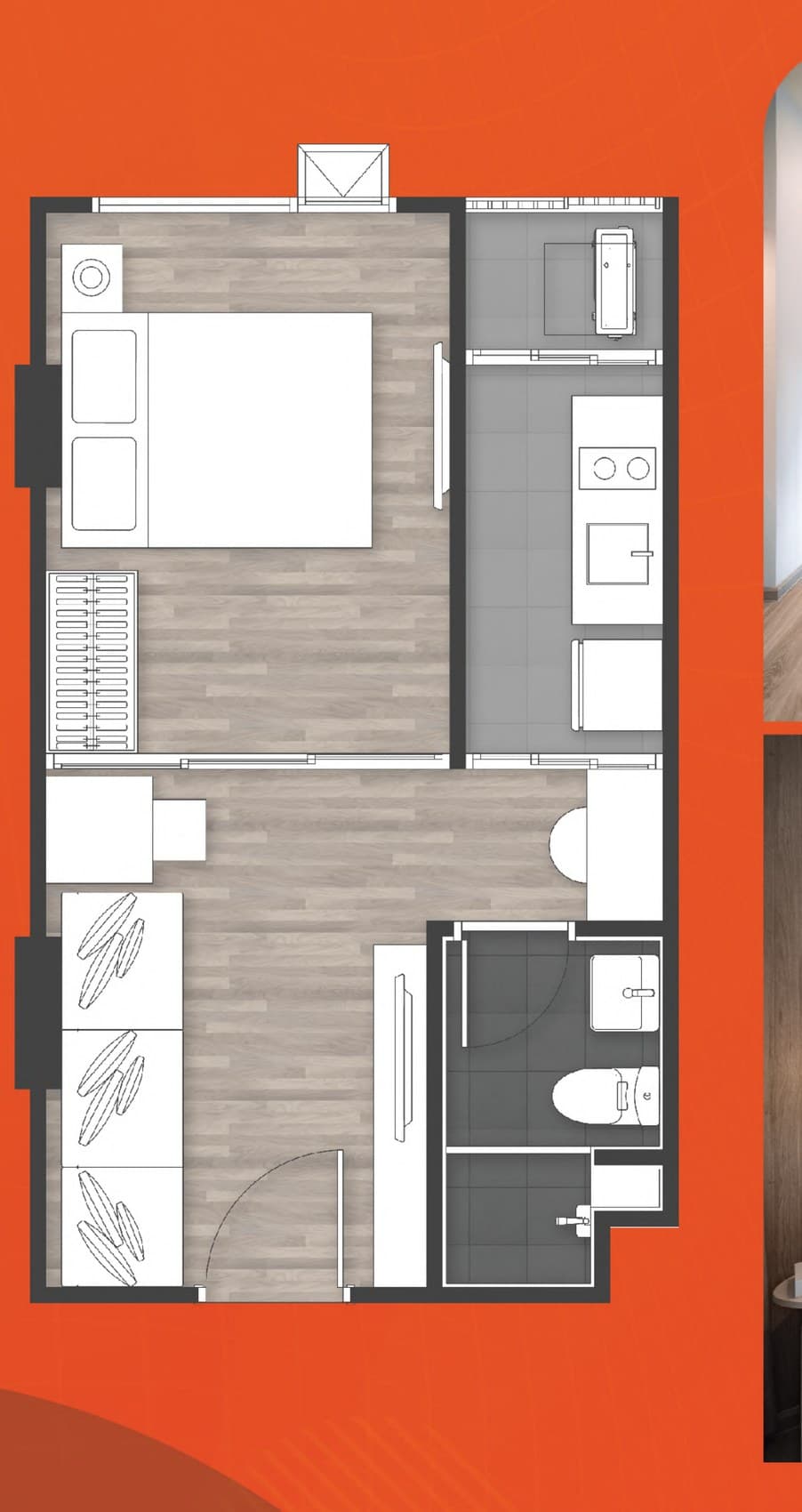 1 Bedroom Smart Kitchen — Illustrative unit-type layout — dimensions to be confirmed